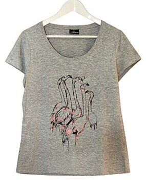 Schwiing grey flamingo print t-shirt